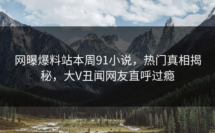 网曝爆料站本周91小说，热门真相揭秘，大V丑闻网友直呼过瘾