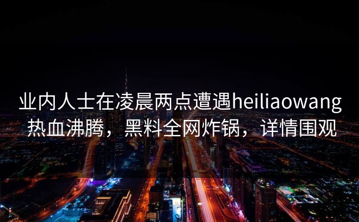 业内人士在凌晨两点遭遇heiliaowang 热血沸腾，黑料全网炸锅，详情围观
